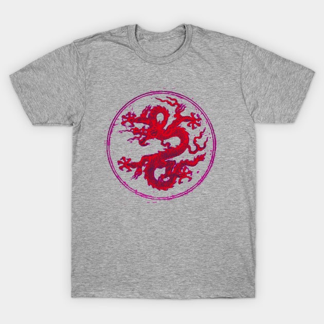 Red Colorful Chinese Dragon Art T-Shirt by ppandadesign